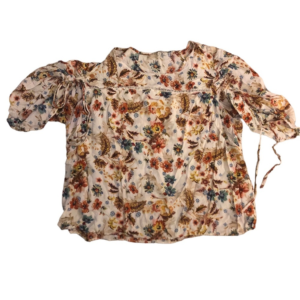 Floral Top 2X - ANNE Carson Plus Size Semi-Sheer Boho Blouse